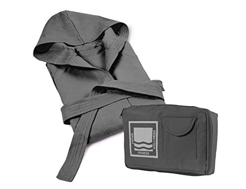 Banzaii Bademantel aus 100% Mikrofaser mit Kapuze - Bademantel für Damen und Herren mit Tasche strapazierfähig und platzsparend - Größe XL Dunkelgrau von BANZAII TEXTILE INNOVATOR ONLINE