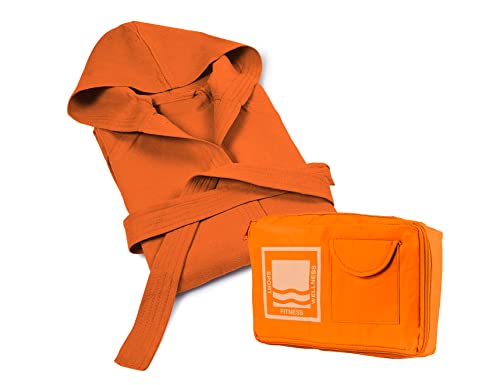 Banzaii Bademantel aus 100% Mikrofaser mit Kapuze - Bademantel für Damen und Herren mit Tasche strapazierfähig und platzsparend - Größe XL Orange von BANZAII TEXTILE INNOVATOR ONLINE