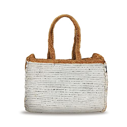 Banzaii Sommer-Strandtasche aus Jute, komplett handgefertigt, Amalfi Weiß von BANZAII TEXTILE INNOVATOR ONLINE
