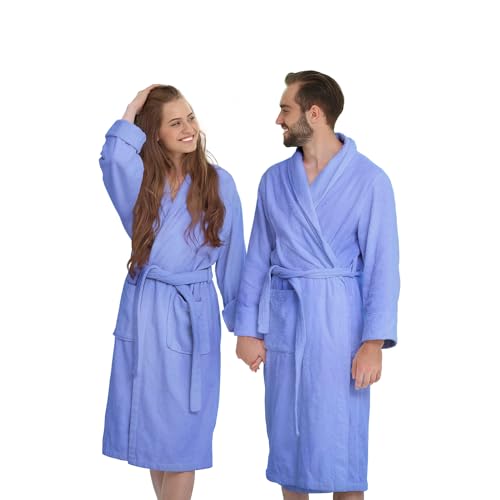 Banzaii Unisex Bademantel mit Kapuze, 100% Baumwolle – Damen und Herren Bademantel Avioblau - Größe XL von BANZAII TEXTILE INNOVATOR ONLINE