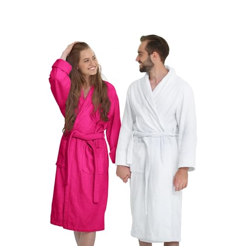 Banzaii Unisex Bademantel mit Kapuze, 100% Baumwolle – Damen und Herren Bademantel Fuchsia - Größe S von BANZAII TEXTILE INNOVATOR ONLINE