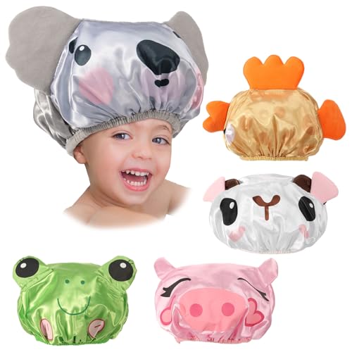 BAODBF 5 Stück Duschhaube Kinder 11×19cm,Wasserdichtes Polyester-Material,Doppelschichtige Wiederverwendbare Duschmütze für Schwimmen,SPA von BAODBF