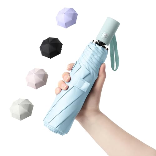 BAODINI Kleiner UV-Schutz-Reiseschirm Kompakt für Regen und Sonne UPF 50+ Winddicht Tragbarer 42 Zoll Regenschirm für Frauen und Männer von BAODINI