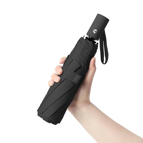 BAODINI Kleiner UV-Schutz-Reiseschirm Kompakt für Regen und Sonne UPF 50+ Winddicht Tragbarer 42 Zoll Regenschirm für Frauen und Männer von BAODINI