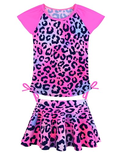 BAOHULU Mädchen Rashguard 2-teiliger Badeanzug LSF 50+ Badeanzug mit Schwimmrock, Bademode, 2-12 Jahre von BAOHULU