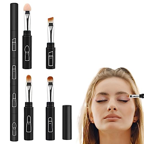 4-in-1 Abnehmbarer Make-up-Pinsel | Tragbares Abnehmbares Highlight-Lidschatten-Foundation-Pinsel-Set – Lidschatten-Make-up-Pinsel, Lippenpinsel, Puderweicher Rouge-Pinsel, Lidschatten-Reisepinsel, von BAOK