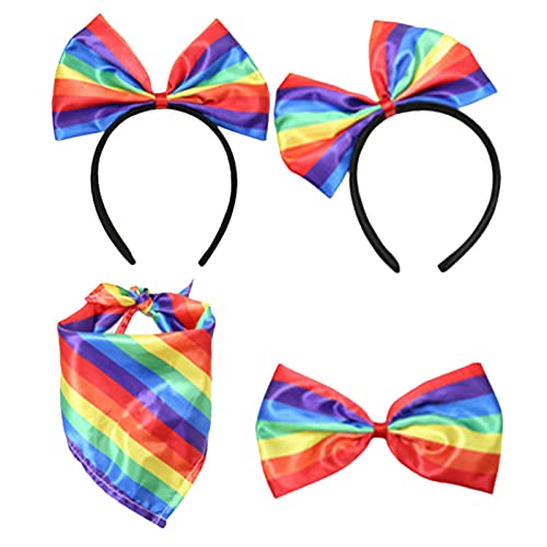 Gay-Pride-Haarschmuck - Regenbogen-Haarschleife für Mädchen 4 STÜCKE - LGBTQ Gay Pride Rainbow Set, Rainbow Pride Stirnband für Festivals, Partyfeiern Baok von BAOK