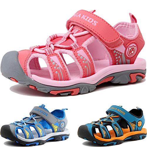 BAOLESEM Kinder Sandalen Jungen Mädchen Strandschuhe Kindersandale Trekking Sandalette Sommer Schuhe Wanderschuhe Beach Pool Sneakers,01 Pink,EU24 von BAOLESEM