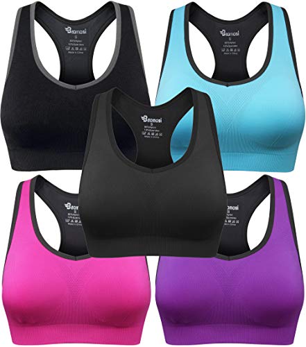 BAOMOSI Damen Sport-BH, nahtlos, für hohe Belastungen, amerikanischer Rückenausschnitt - XL(Fit for 38C/38D/40B/40C/42A/42B) - Pack of 5 von BAOMOSI