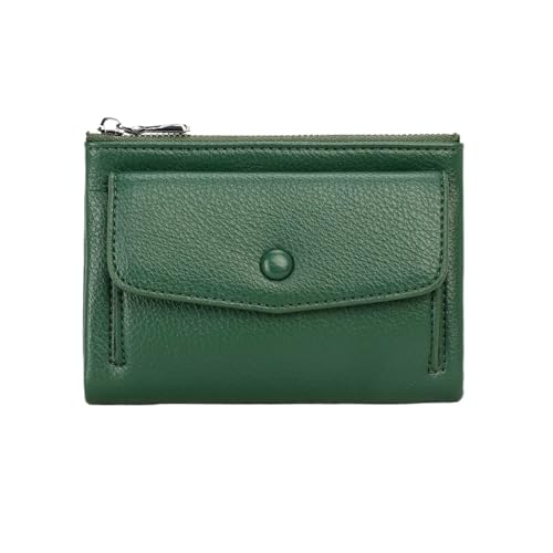 BAOPENB Damen Geldbeutel Damen-Geldbörse, Kurze Leder-Geldbörse mit doppeltem Reißverschluss, einfache einfarbige Tasche mit großer Kapazität und Münzfach(Green) von BAOPENB