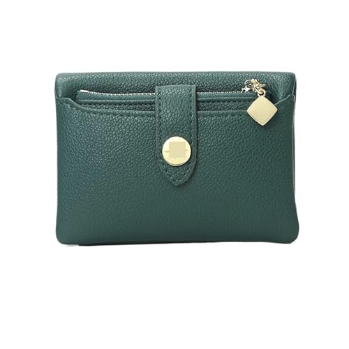 BAOPENB Damen Geldbeutel Damen-Geldbörse aus Leder, tragbar, doppelt gefaltet, Kurze Damen-Geldtasche, multifunktionale kleine Geldbörse(Green) von BAOPENB