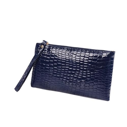 BAOPENB Damen Geldbeutel Frauen PU Lange Casual Brieftasche Leder Geldbörse Weiblichen Beutel Handgelenk Taschen Zipper Kreditkarte Halter(Dark Blue) von BAOPENB