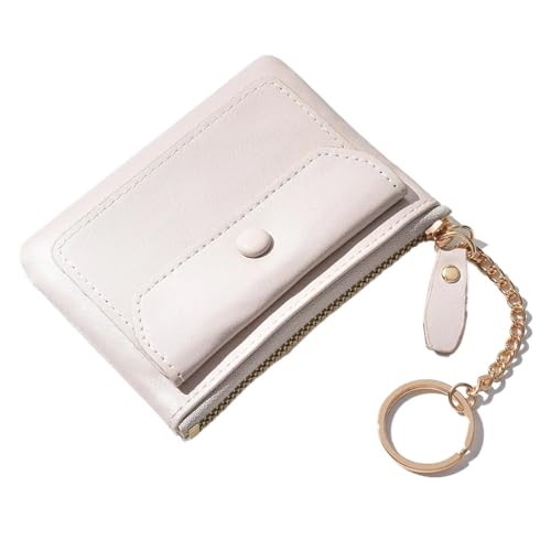 BAOPENB Damen Geldbeutel Geldbörse Damen Geldbörse Einfarbig Münzbörse Reißverschluss Geldbörse Tragbare Ledergeldbörse(White) von BAOPENB