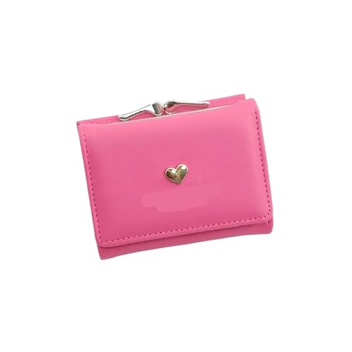 BAOPENB Damen Geldbeutel Kleine Frauen Brieftasche Liebevolles Herz Kurze Frauen Brieftasche Karte Halter Mädchen Frau Dame Geldbörse for Weibliche Kupplung Tasche(Red) von BAOPENB