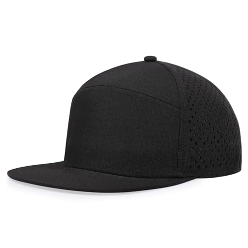 Oversize XXL Blanko Flatbill Mesh Snapback Cap für großen Kopf 59,9 cm - 65 cm Extra Large 6 Panel Camper Style Hut Baseball Cap, A - Schwarz, XXL von BAOPLAYKIDS