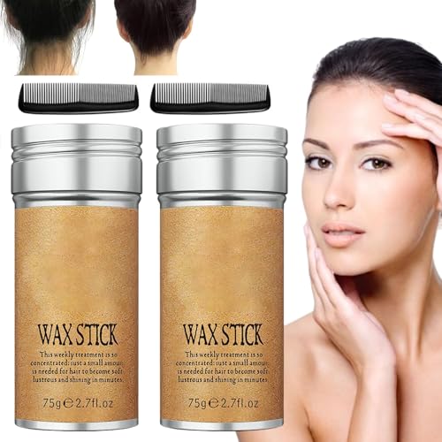 Haarwachs Stick,2 PCS Wachsstift Haare,Wachs Stick für Haare,Haar Wax Stick Damen,Haarwachs Stift,Haar Styling Stick,Haar Pomade Stick für Professionellen Salon und Heimgebrauch,mit 2 Kamm Schwarz von BAOSROY