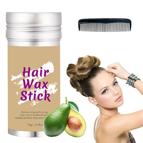 Haarwachs Stick,Wachs Stick für Haare,Wachsstift Haare,Haar Wax Stick Damen,Haarwachs Stift,Haar Styling Stick,Haar Pomade Stick für Professionellen Salon und Heimgebrauch,mit 1 Kamm Schwarz,75g von BAOSROY