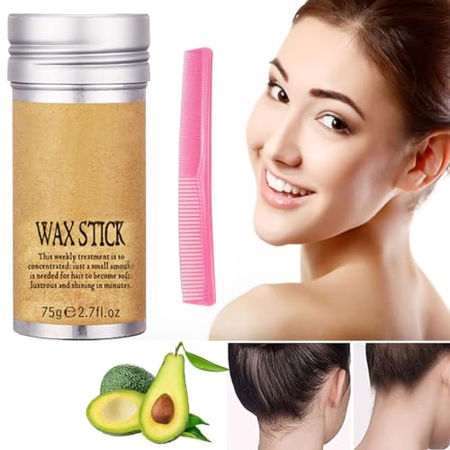 Haarwachs Stick,Wachs Stick für Haare,Wachsstift Haare,Haar Wax Stick Damen,Haarwachs Stift,Haar Styling Stick,Haar Pomade Stick für Professionellen Salon und Heimgebrauch,mit Einen Rosa Kamm,75g von BAOSROY