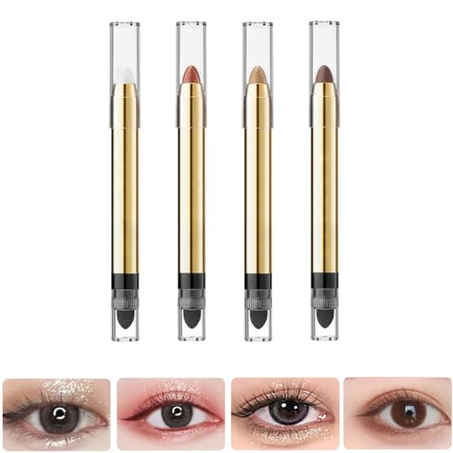 Lidschatten Stift,4pcs Eyeshadow Stylo,Highlight Eyeshadow Pencil,Crayon Wasserfester Lidschattenstift,Lidschatten Stift Wasserdicht,Glitter Lidschatten,Make up Stift,Glitter Eyeshadow Eyeliner Pen von BAOSROY