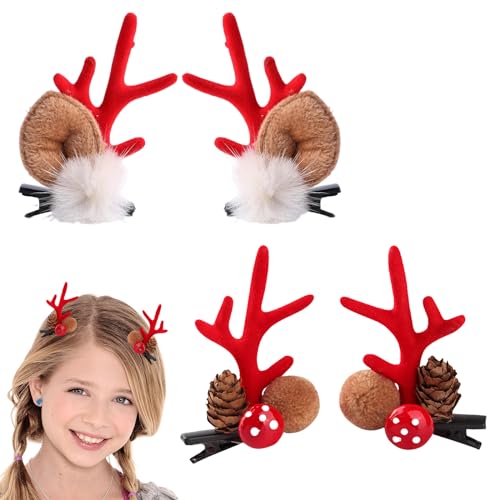 Weihnachtshaarnadel,Weihnachts Haarspangen,Haarnadel für Kinder,Haarklammern für Damen, Cartoon-Haarnadel,Haarnadel aus Geweih,Weihnachtsdekoration,Kopfschmuck Haarnadel von BAOSROY