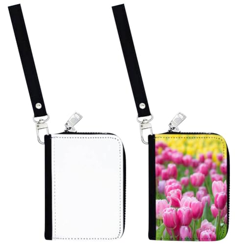 BAOZOON 2 x Sublimations-Münzgeldbörsen, PU-Leder, Münzbeutel mit Reißverschluss, blanko, Wärmeübertragung, Mini-Geldbörse mit Armband, Schwarz, Weiß, 4.02 x 2.99 inches, Einfach von BAOZOON