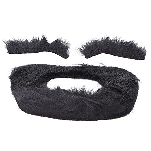 Gefälschter Schnurrbart, schwarz Wunderbare Schnurrbart-Augenbrauen-Aufkleber für Feiertagskostüme für Karneval von BAQE