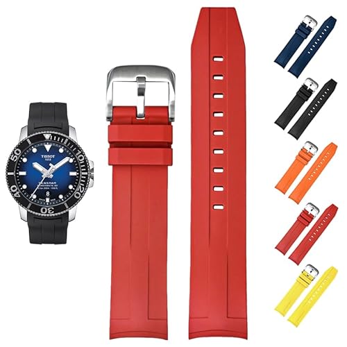 FKM Gummiband für Tissot Seastar 1000 Powermatic 80 T120407A, Ersatz-Uhrenarmband mit gebogenem Ende für Tissot Seastar 1000 Uhren, 21 mm, Rot, 21 mm FKM Gummiband für Tissot Seastar 1000 Powermatic 80 T120407A, Ersatz-Uhrenarmband mit gebogenem Ende für Tissot Seastar 1000 Uhren, 21 mm, Rot, 21 mm von Barak Watches