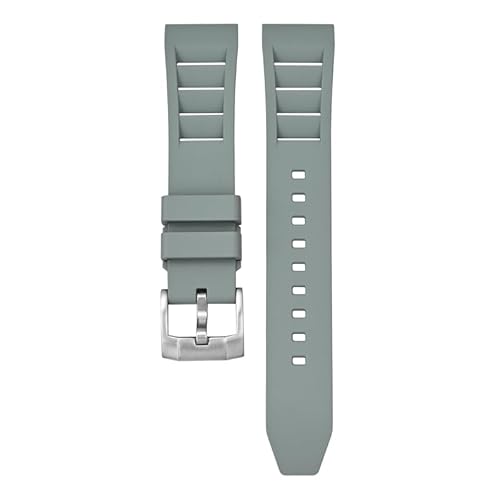 Premium FKM belüftetes Gummi-Uhrenarmband für Uhren – Schnellverschluss-Armband für Damen und Herren, 19 mm, 20 mm, 21 mm, 22 mm, 24 mm, weich und langlebig, wasserdicht, Ersatzarmband (Grau, 22 mm) von BARAK WATCHES