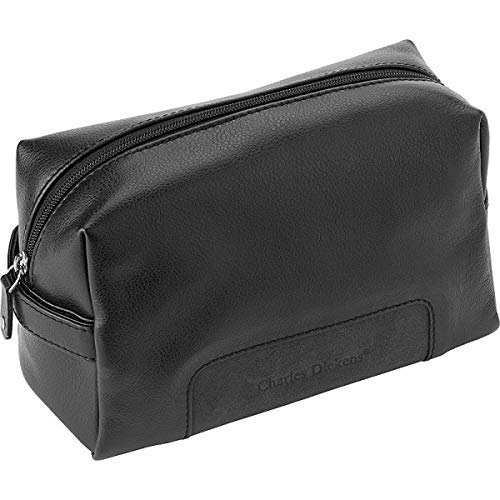 BARBACADO Kulturbeutel für Herren, Leder, Schwarz, Kosmetiktasche, Reisetasche, für Herren, Geschenk zum Vatertag, Geschenk für Papa, Schwarz von BARBACADO