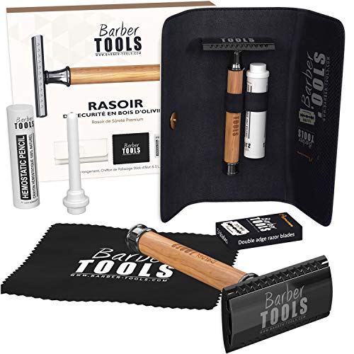 Rasierapparat / Sicherheitsrasierer + 5 Doppelklingen + Poliertuch + Aufbewahrungstasche ✮ BARBER TOOLS ✮ Rasierapparat / Sicherheitsrasierer + 5 Doppelklingen + Poliertuch + Aufbewahrungstasche ✮ BARBER TOOLS ✮ von BARBER TOOLS