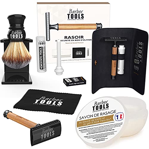 Rasierset - Sicherheitsrasierer/Sicherheitsrasierer + 5 Doppelklingen + Rasierpinsel + Rasierseife 150ml + Alaunstein ✮ BARBER TOOLS ✮ Rasierset - Sicherheitsrasierer/Sicherheitsrasierer + 5 Doppelklingen + Rasierpinsel + Rasierseife 150ml + Alaunstein ✮ BARBER TOOLS ✮ von BARBER TOOLS