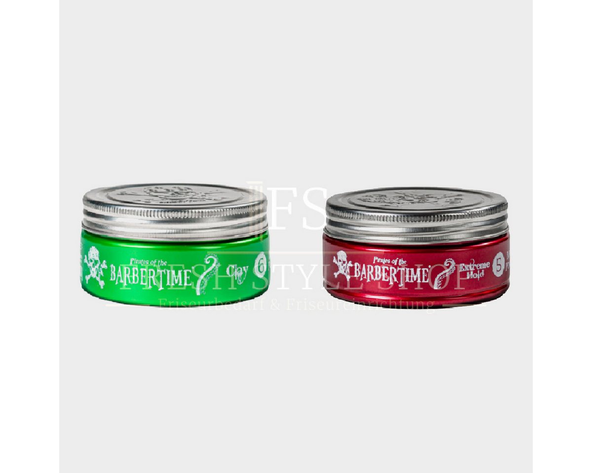 BARBERTIME Haarwachs 2er Mix Haarpomade Hair Pomade 150ml Clay Matte & Extreme Hold Matte, 2-tlg. von BARBERTIME