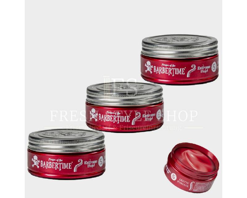 BARBERTIME Haarwachs 3x Haarpomade Hair Pomade Styling Pomade 150ml Extreme Hold Matte, 3-tlg. von BARBERTIME