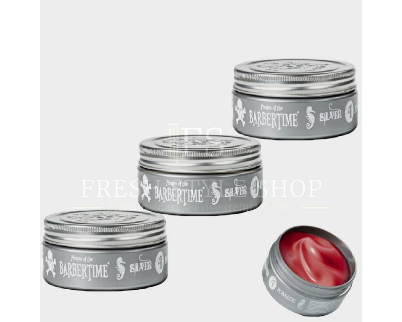 BARBERTIME Haarwachs 3x Haarpomade Hair Pomade Styling Pomade 150ml Silver, 3-tlg. von BARBERTIME
