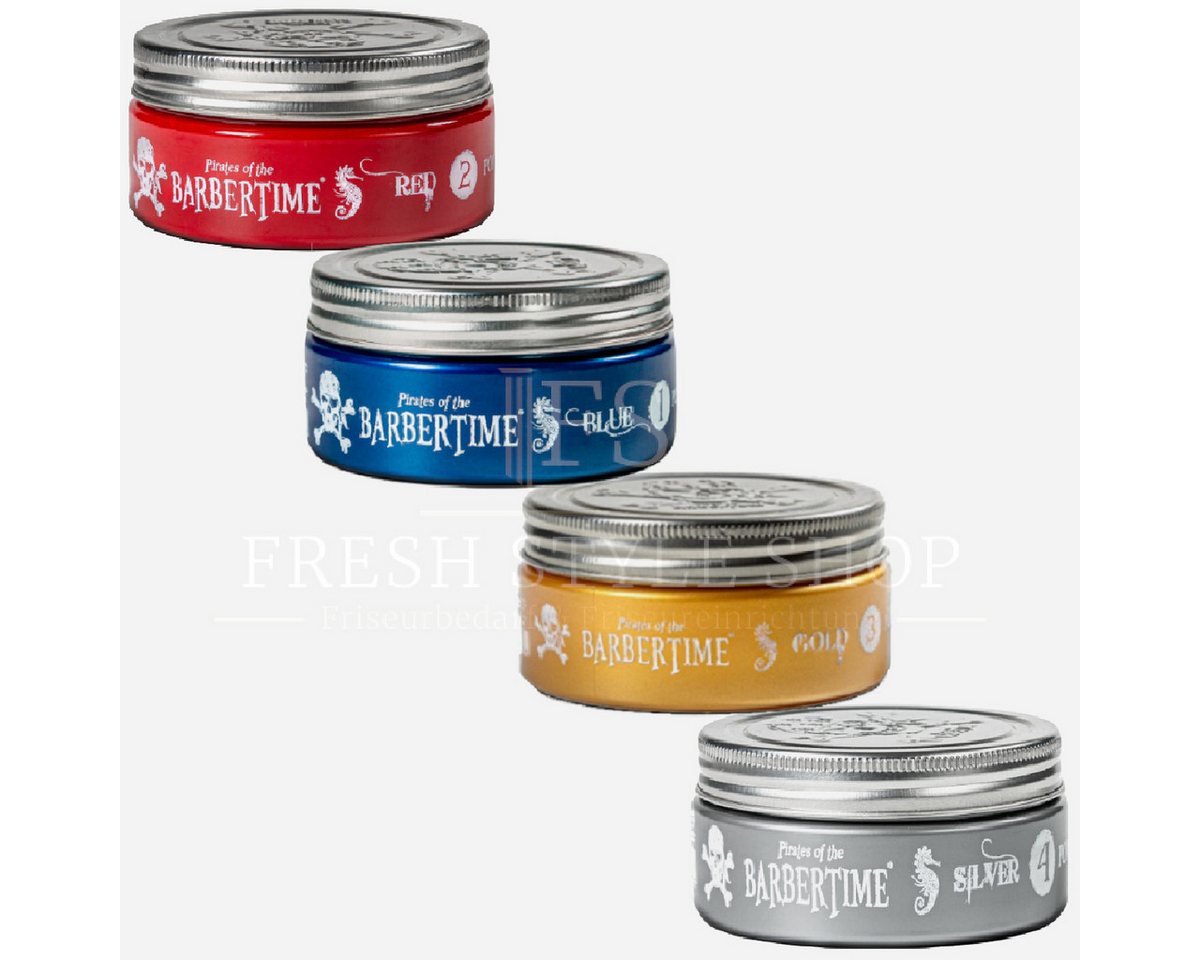 BARBERTIME Haarwachs 4er Mix Haarpomade Hair Pomade 150ml Red / Blue / Gold / Silver, 4-tlg. von BARBERTIME