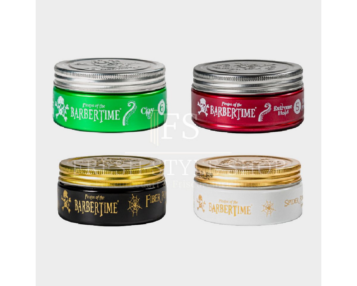 BARBERTIME Haarwachs 4er Mix Haarpomade Hair Pomade 150ml Spider & Matte Sorten, 4-tlg. von BARBERTIME