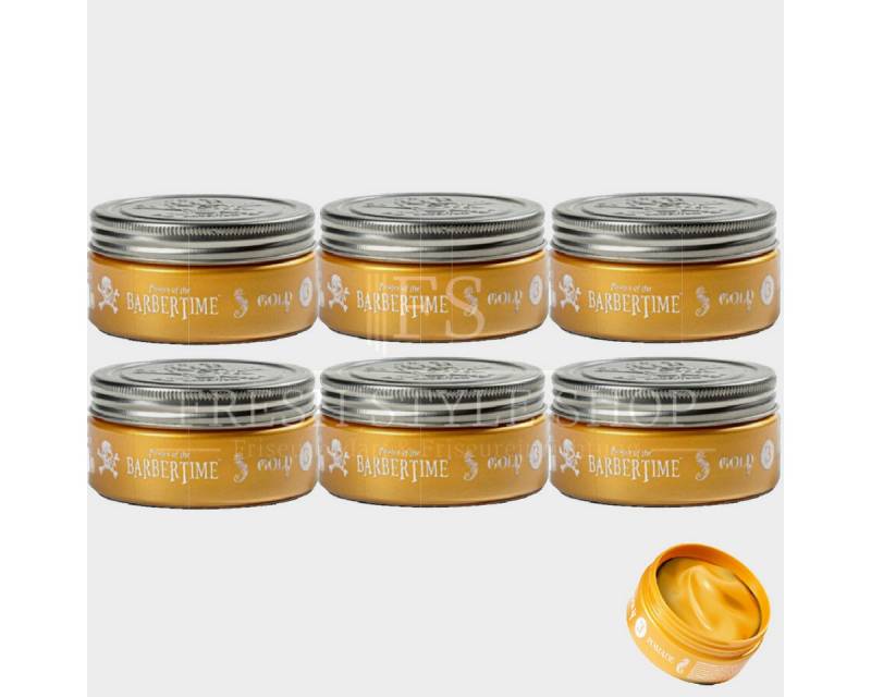 BARBERTIME Haarwachs 6x Haarpomade Hair Pomade Styling Pomade 150ml Gold, 6-tlg. von BARBERTIME
