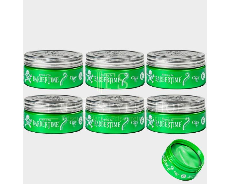 BARBERTIME Haarwachs 6x Haarpomade Hair Pomade Styling Pomade 150ml Matte Clay, 6-tlg. von BARBERTIME
