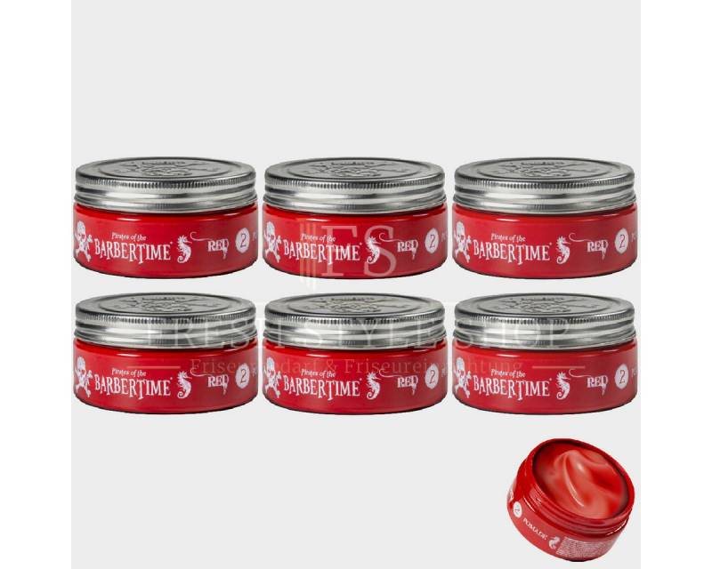 BARBERTIME Haarwachs 6x Haarpomade Hair Pomade Styling Pomade 150ml Red, 6-tlg. von BARBERTIME