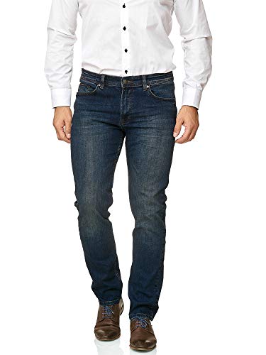 BARBONS Herren Jeans - Bügelleicht - Regular-Fit Stretch - Business Freizeit - Hochwertige Jeans-Hose 01-Navy 30W / 30L von BARBONS