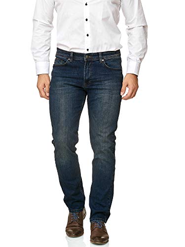 BARBONS Herren Jeans - Regular-Fit Stretch - Hochwertige Straight Jeans Herren Hose - Business Anzug Freizeit 01-Navy 30W / 30L von BARBONS