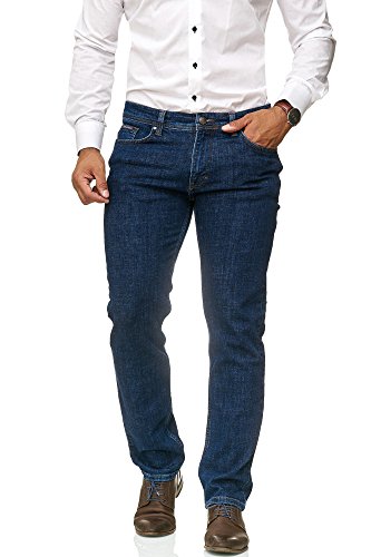 BARBONS Herren Jeans - Regular-Fit Stretch - Hochwertige Straight Jeans Herren Hose - Business Anzug Freizeit Blau 34W / 32L von BARBONS