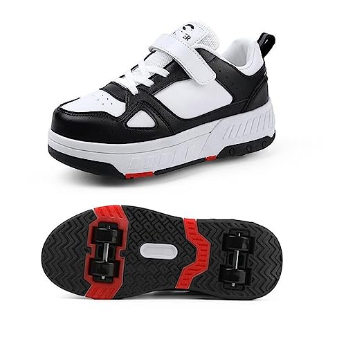 BARDYS Schuhe Mit Rollen, Skateboardschuhe Sportschuhe Turnschuhe Für Kinder, 2 In 1 Multifunktionale 4 Rollen Rollschuhe Für Kinder Mädchen (Color : 1, Size : 40 EU) von BARDYS