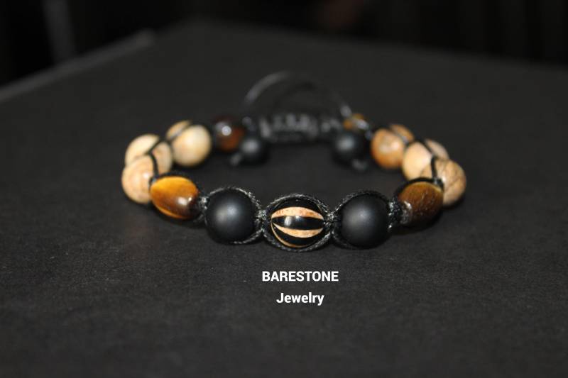 Tigerauge Edelstein Armband Verstellbarer Matter Picasso Jaspis von BARESTONE