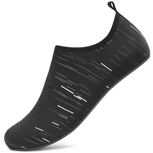 BARFULKER Badeschuhe Damen Herren Wasserschuhe Neoprenschuhe Strandschuhe Aquaschuhe Surfschuhe Schwimmschuhe Wassersportschuhe Leicht Hausschuhe. Schwarz/Weiß,38 EU von BARFULKER