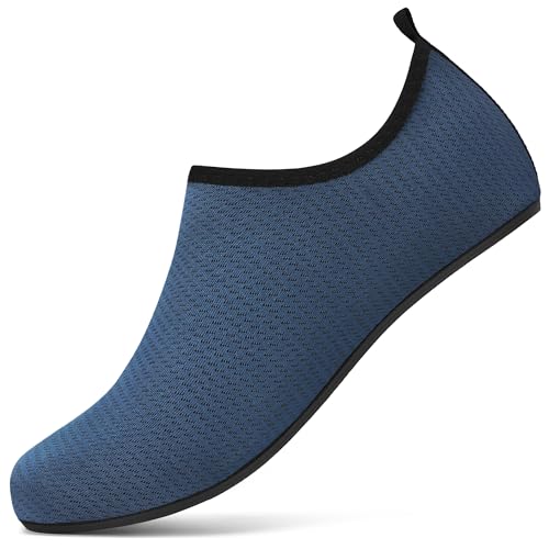 BARFULKER Badeschuhe Damen Herren Wasserschuhe Schnell Trocknend Schwimmschuhe Leicht Aquaschuhe rutschfeste Strandschuhe Surfschuhe Barfußschuhe für Männer Frauen Beach Pool, Blau 34/35 EU von BARFULKER