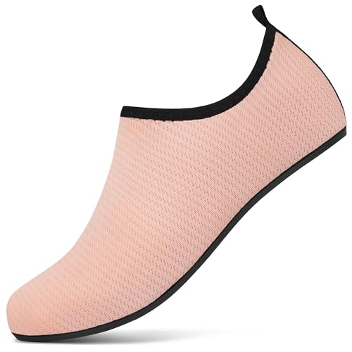 BARFULKER Badeschuhe Damen Herren Wasserschuhe Schnell Trocknend Schwimmschuhe Leicht Aquaschuhe rutschfeste Strandschuhe Surfschuhe Barfußschuhe für Männer Frauen Beach Pool, Rosa L 40/41 EU von BARFULKER