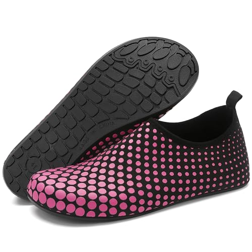 BARFULKER Badeschuhe Herren Damen Wasserschuhe Schnell Trocknend Schwimmschuhe Barfußschuhe rutschfeste Leicht Aquaschuhe Strandschuhe für Männer Frauen,Rose Rot 40 EU von BARFULKER