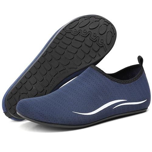 BARFULKER Badeschuhe Wasserschuhe Schwimmschuhe Strandschuhe Aquaschuhe Surfschuhe Barfußschuhe Tauchschuhe Wassersportschuhe für Damen Herren,Dunkelblau 45 EU von BARFULKER