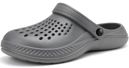 BARFULKER Clogs Herren Pantoletten Sommer Leicht Hausschuhe Atmungsaktiv Gartenschuhe rutschfest Weiche Strand Slippers Sandalen,(Grau,42/43 EU) von BARFULKER